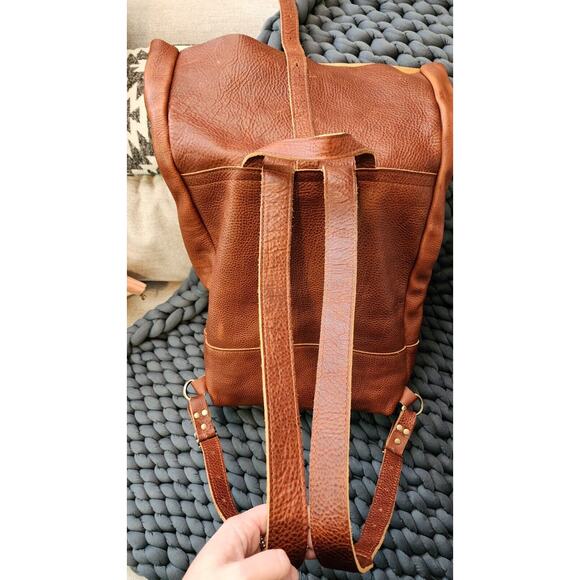Portland Leather Goods Roll Top Backpack Sedona / Nutmeg Brown Pebbled Leather - Picture 10 of 15
